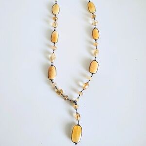 Vintage Citrine Faceted Glass Sterling Silver Statement Necklace